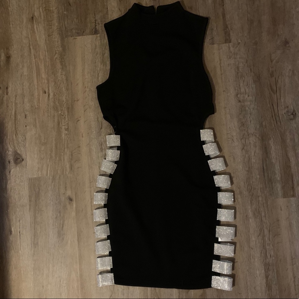Black and rhinestone side dress